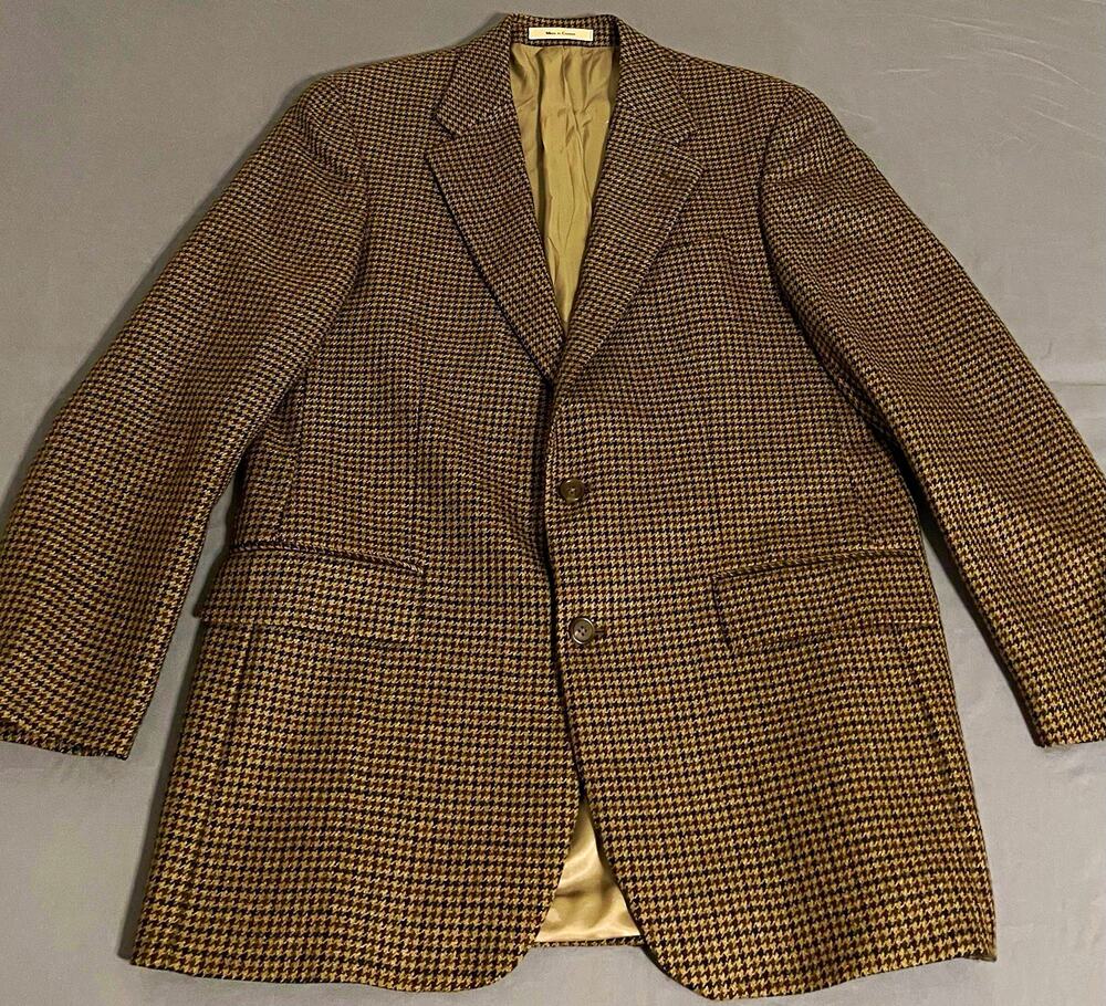 Vintage Chaps Ralph Lauren Wool Houndstooth Blazer Mens 42T Sport Coat Canada